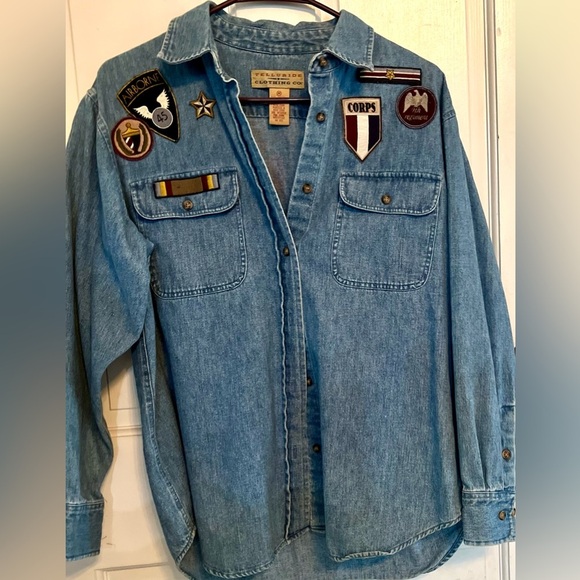 TELLURIDE CLOTHING CO Military Denim Button Down Top, Size M - Picture 1 of 12